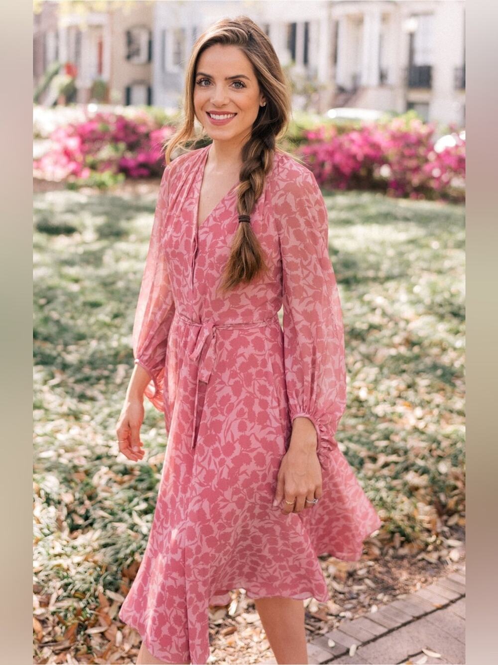 NWT Gal Meets Glam Collection Esther Shadow Branch Chiffon Dress Pink Size 20